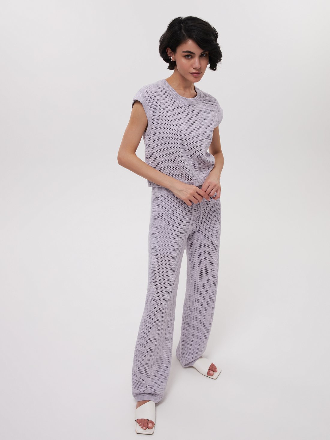 Вязаные брюки с пайетками: фото №1