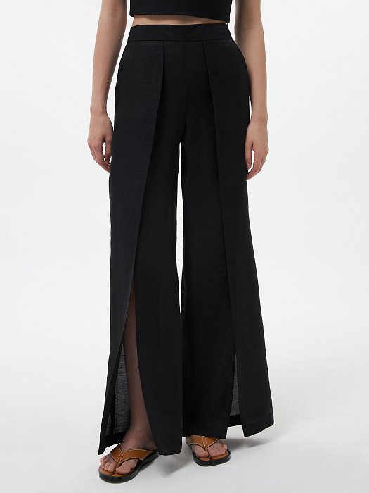 Брюки из конопляной ткани с разрезами: фото №2