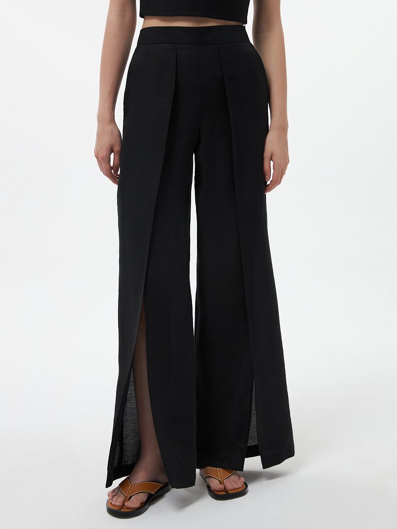 Брюки из конопляной ткани с разрезами