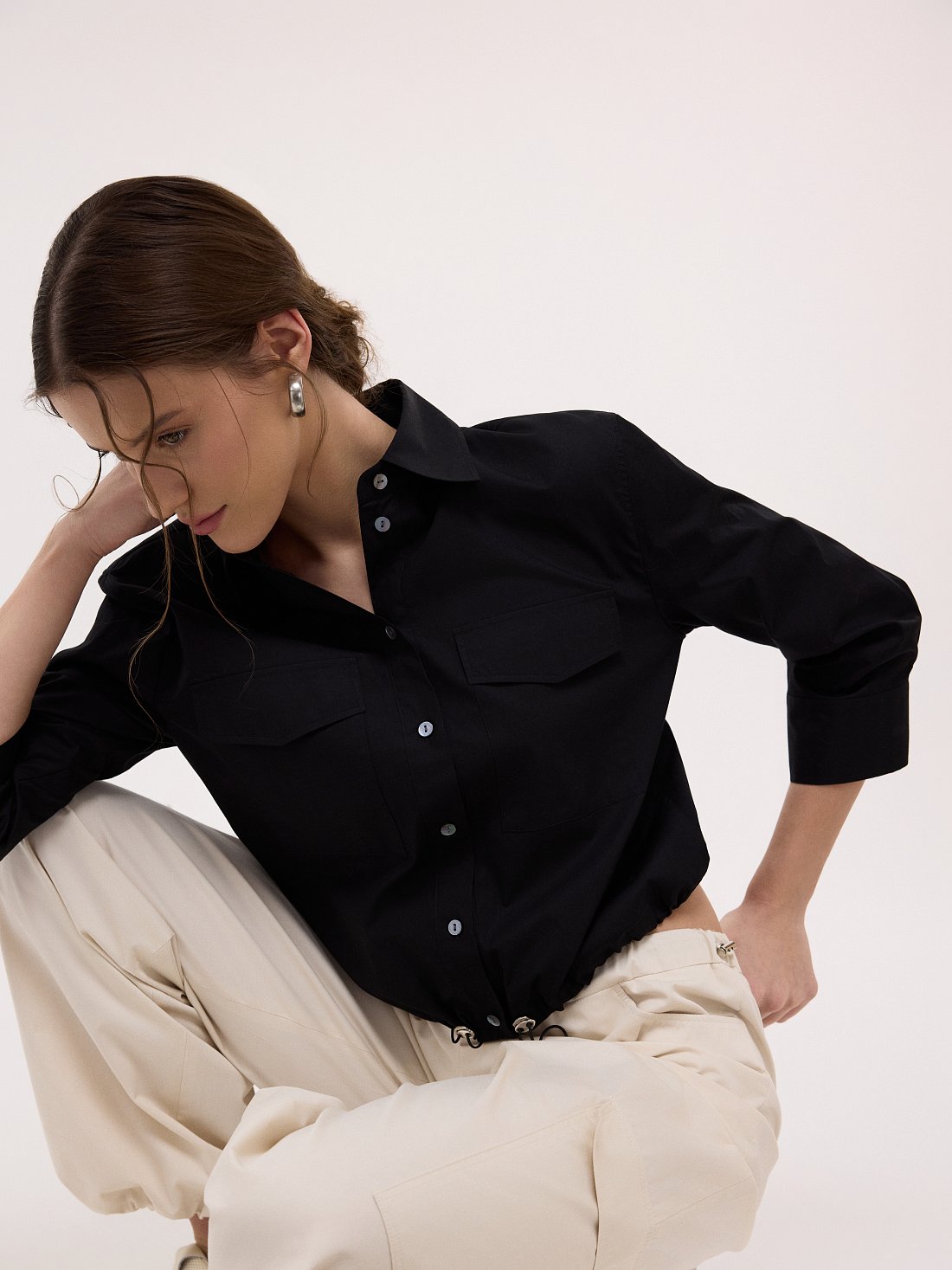 Укороченная рубашка с рукавами 3/4: фото №1