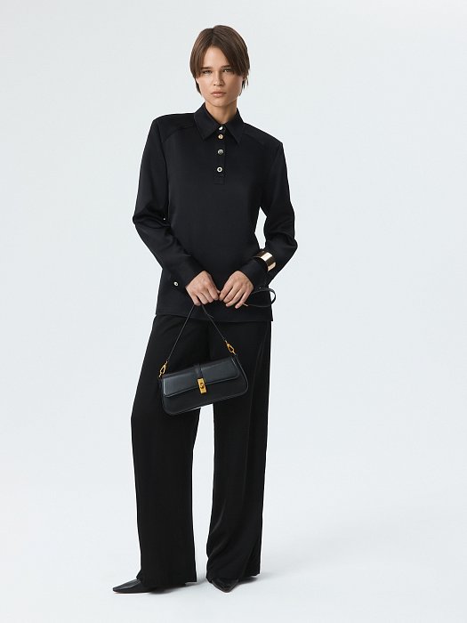 Атласная блуза-поло (Р158): фото №3