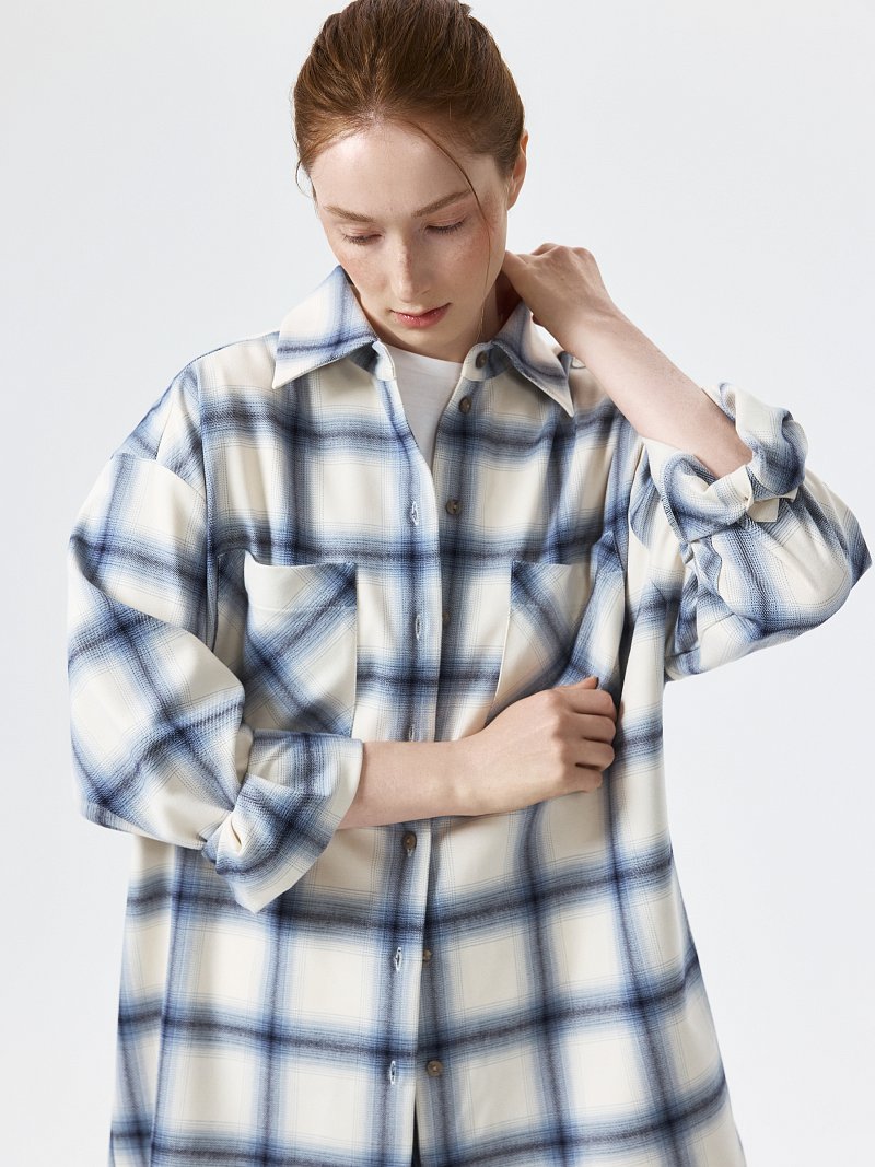 Клетчатая рубашка с карманами (Р158)