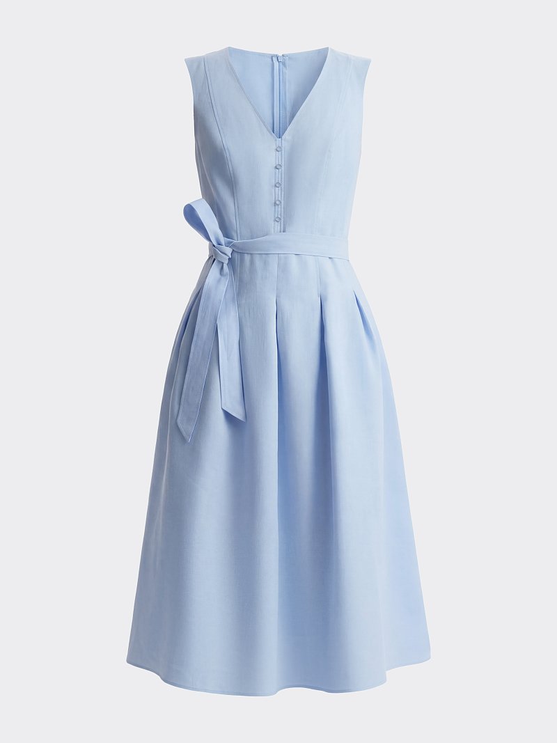 Расклешенное платье изо льна (Р158)