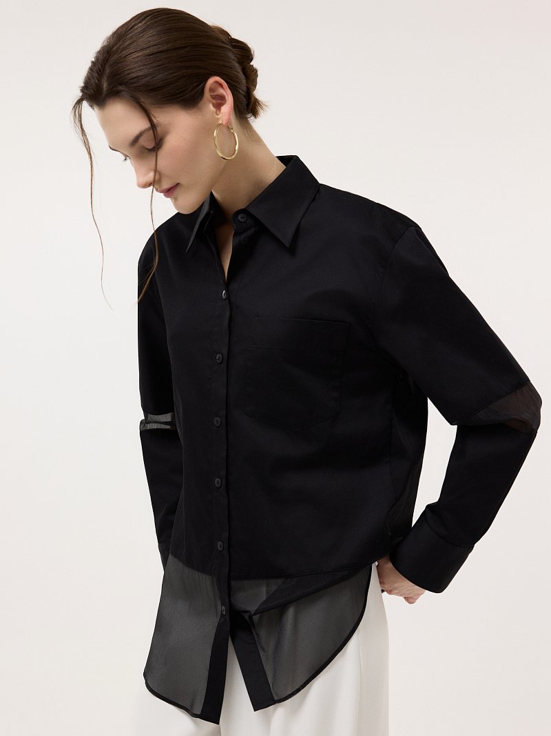 Хлопковая рубашка с органзой