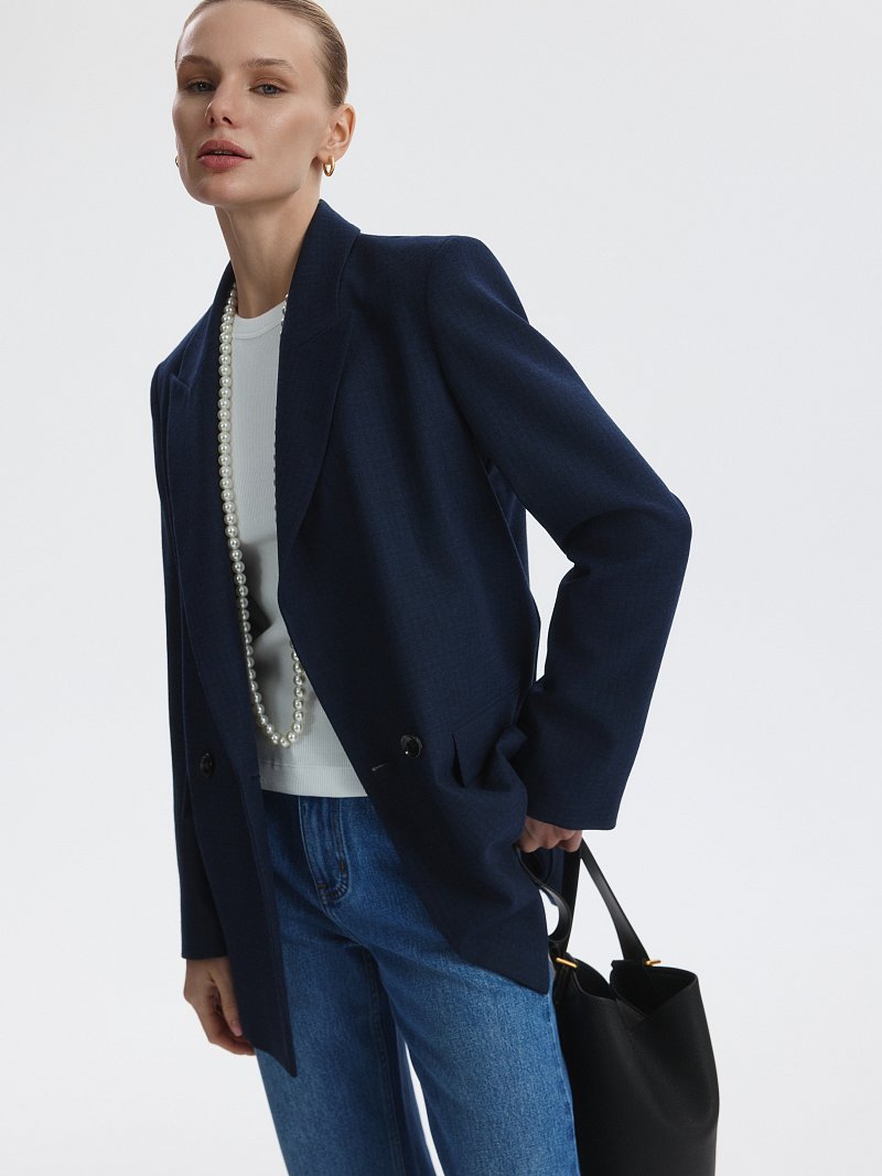 Двубортный жакет свободного кроя (Р158)