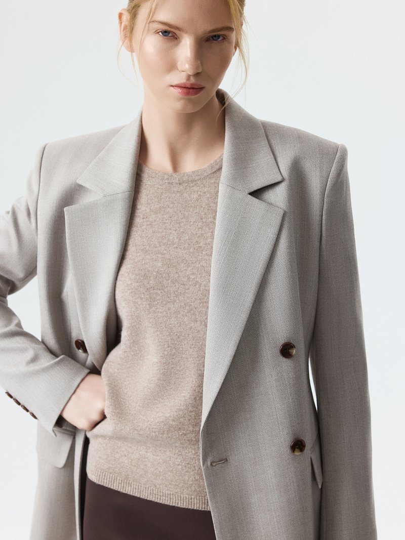 Двубортный жакет с шерстью