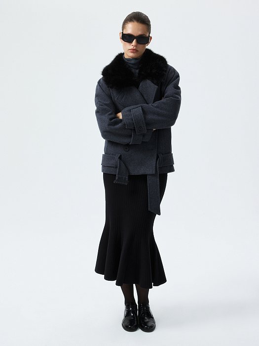 Полупальто со съемным мехом: фото №2