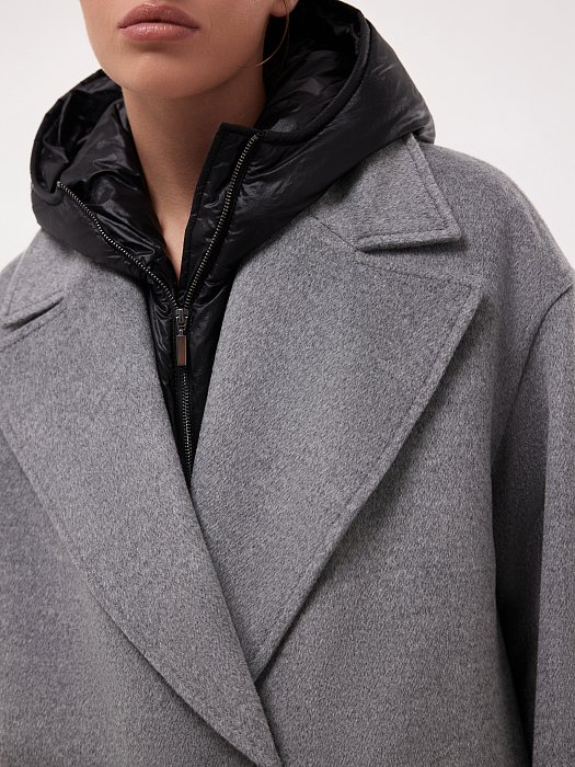 Утепленное пальто со съемным капюшоном: фото №6