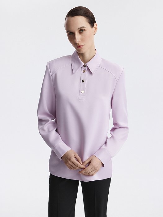 Атласная блуза-поло (Р158): фото №4