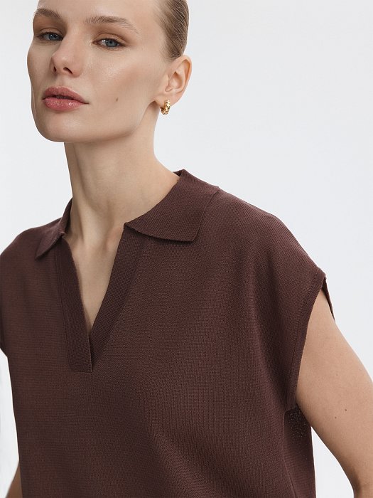 Вязаное поло из вискозы: фото №4