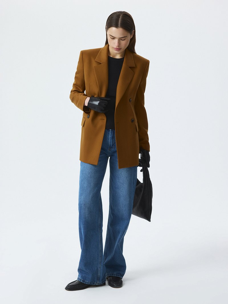 Двубортный жакет с шерстью