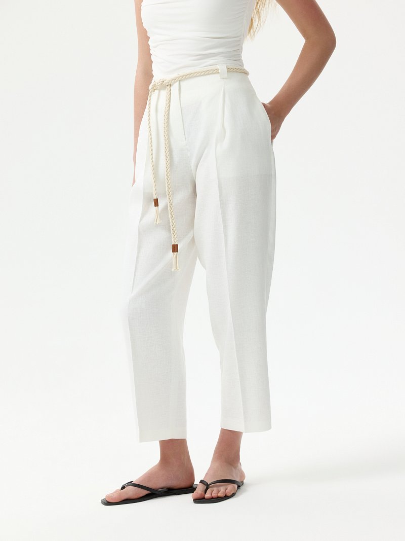 Укороченные брюки изо льна