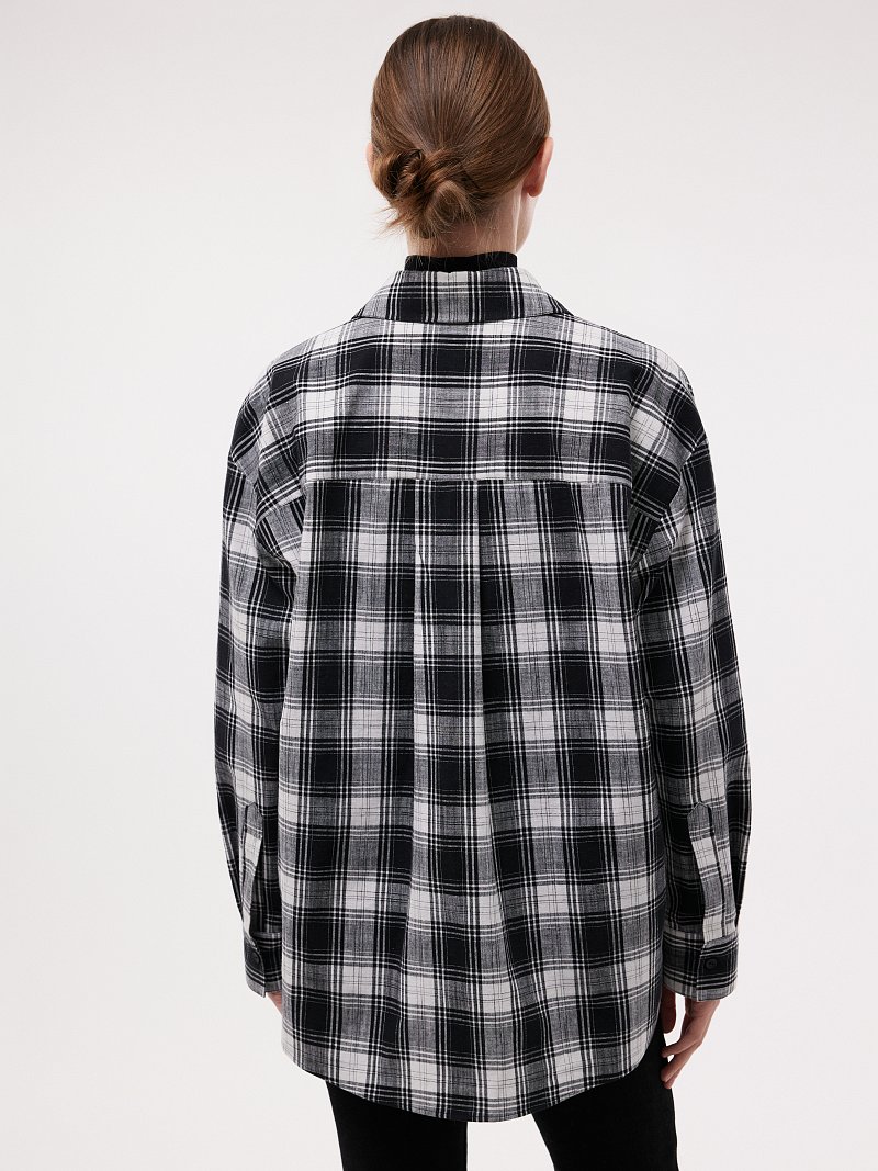 Клетчатая рубашка из хлопка и льна