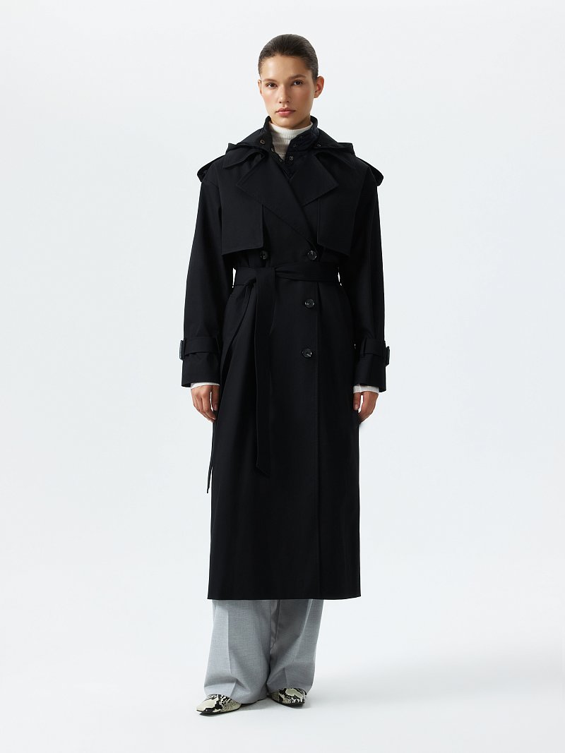 Плащ со съемным жилетом и капюшоном