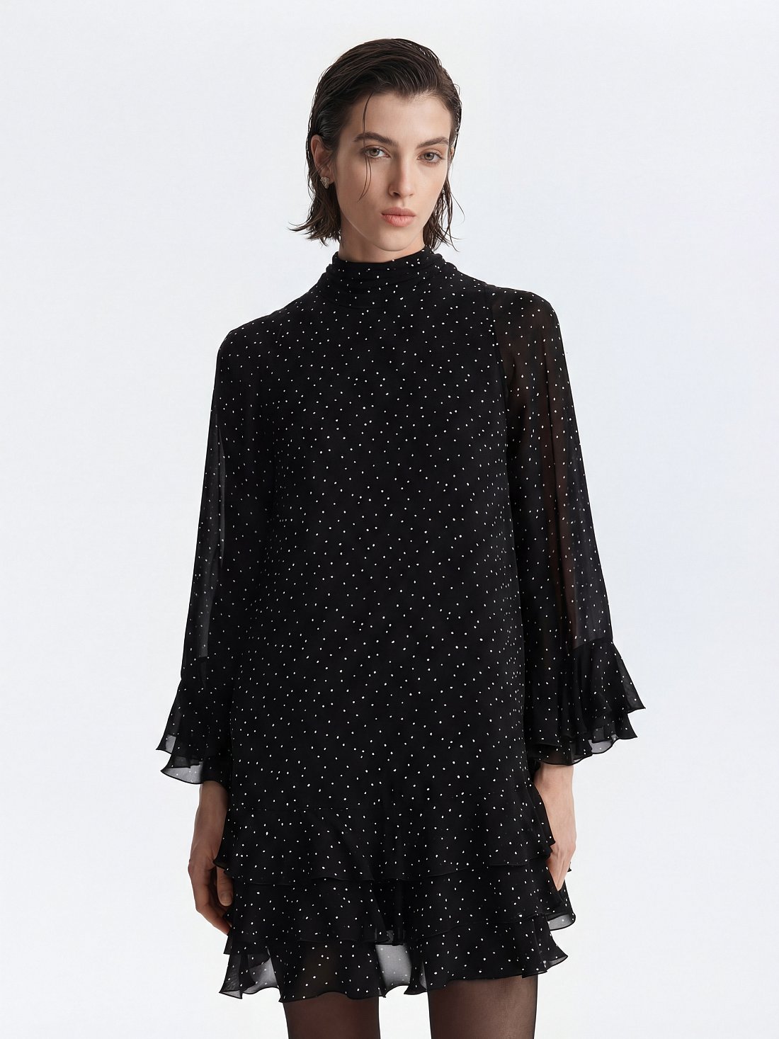 Шифоновое платье с воланами (Р158): фото №1