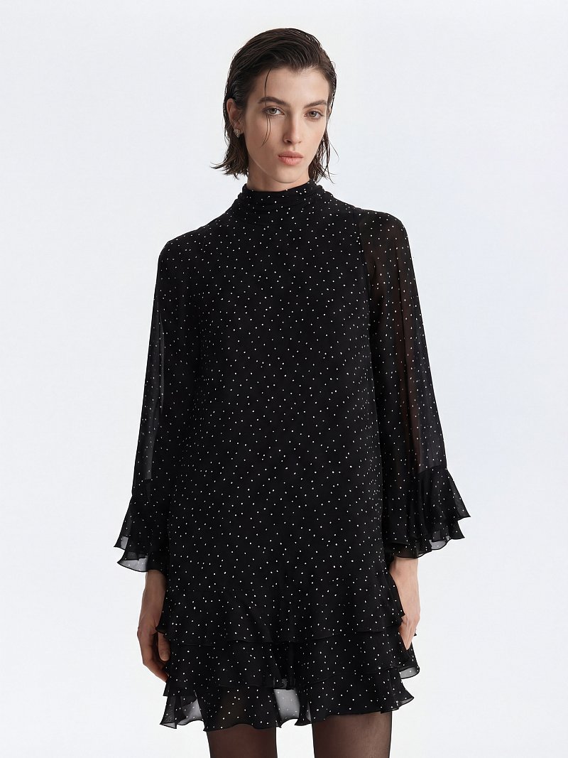 Шифоновое платье с воланами (Р158)