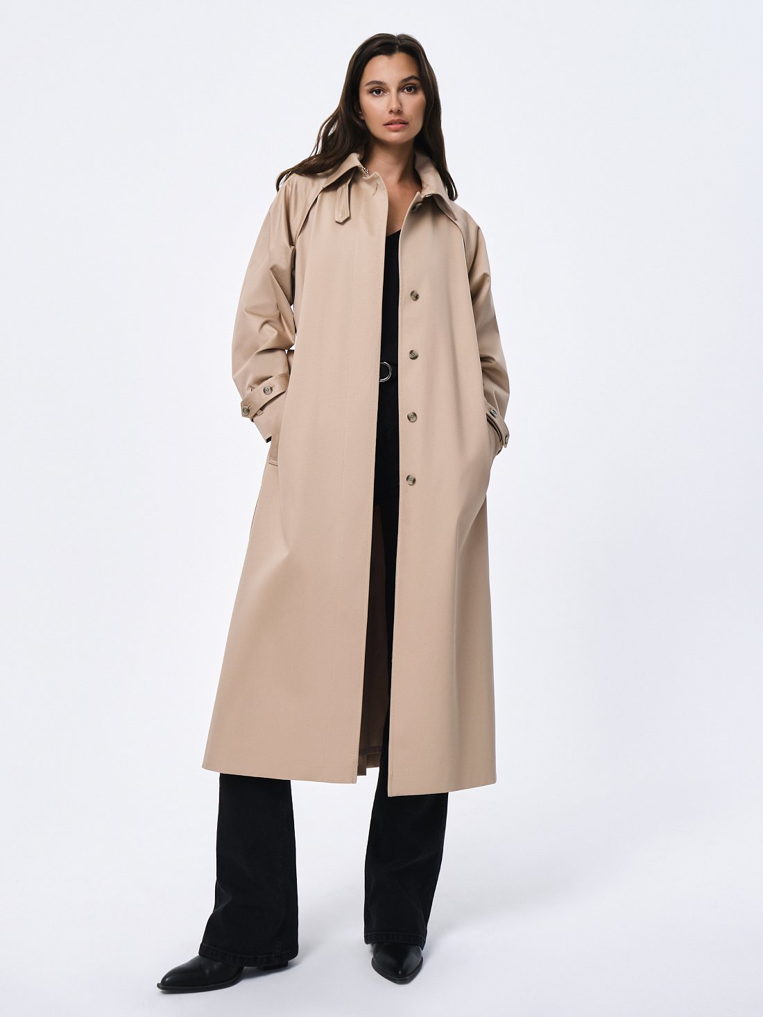 Удлиненный плащ из органического хлопка: фото №1