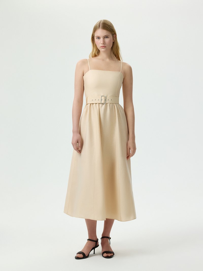 Льняной сарафан с поясом (Р158)