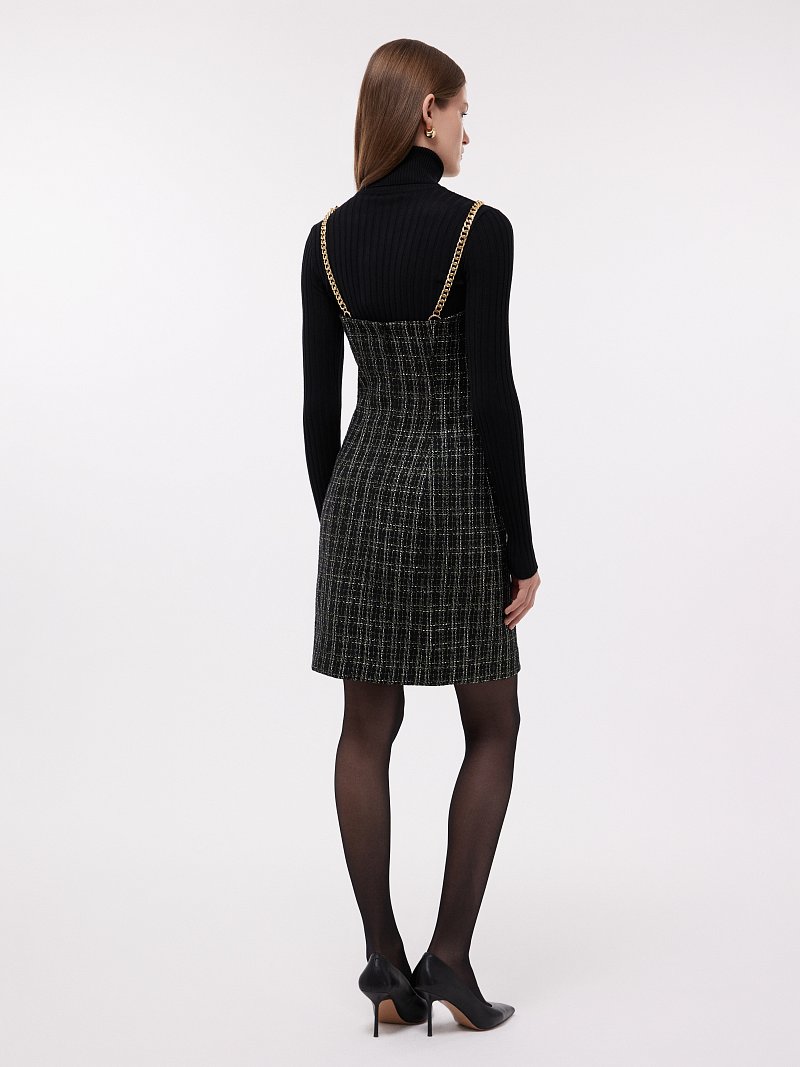 Твидовый сарафан на съемных цепочках