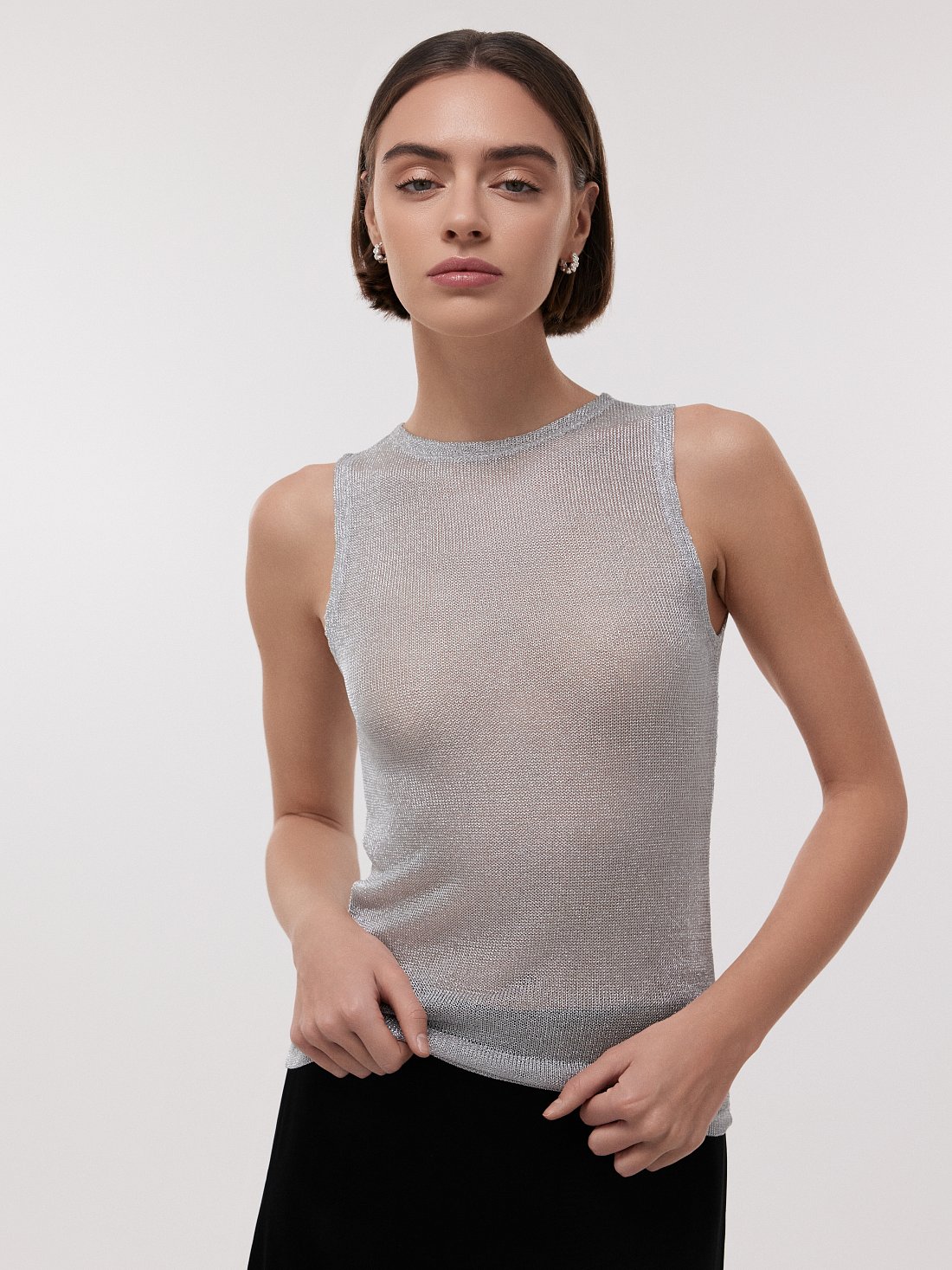 Сетчатый топ с люрексом: фото №1