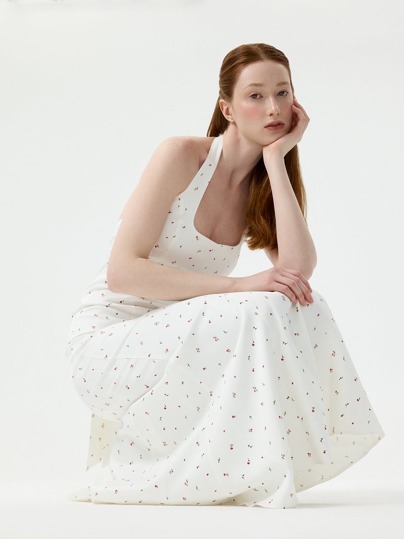 Атласное платье-халтер