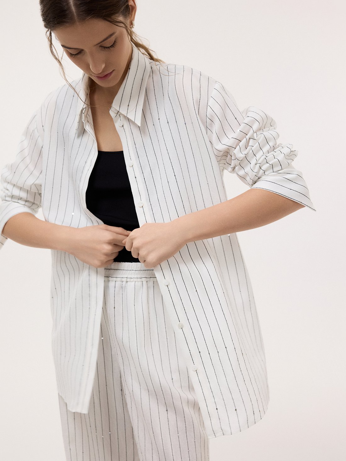 Рубашка в полоску с пайетками: фото №1