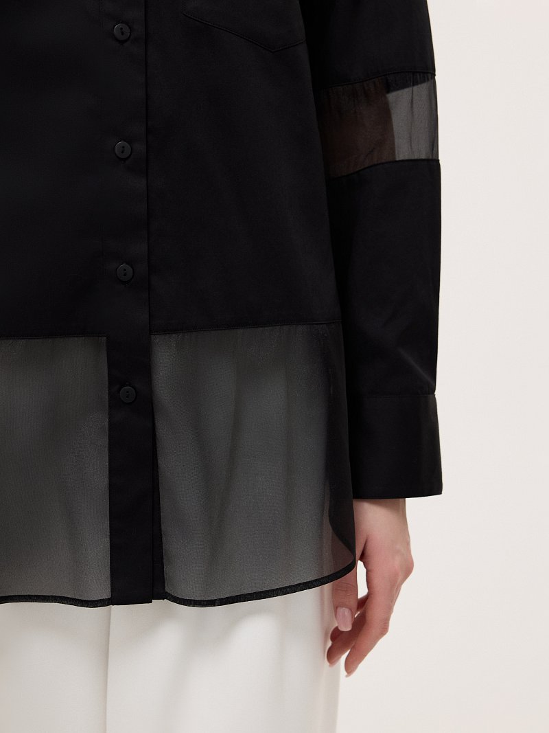 Хлопковая рубашка с органзой