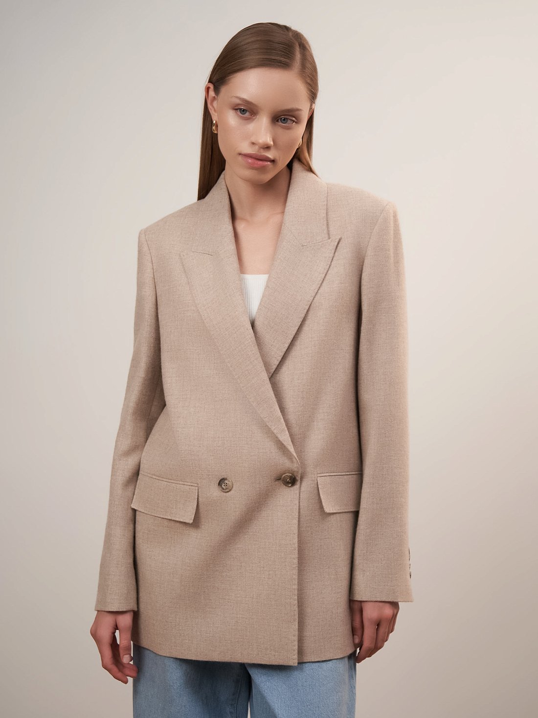 Прямой жакет из смесовой шерсти: фото №1