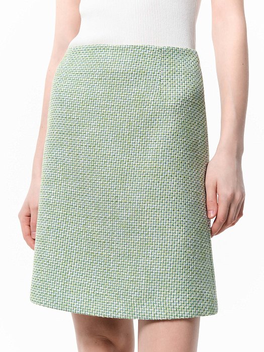 Твидовая юбка с высокой посадкой: фото №4