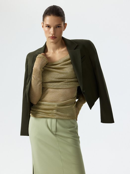 Сетчатый джемпер с открытыми плечами: фото №6