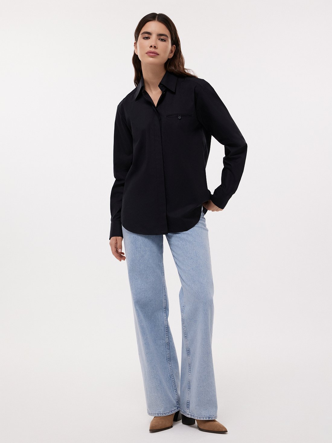 Хлопковая рубашка на потайной застежке: фото №1