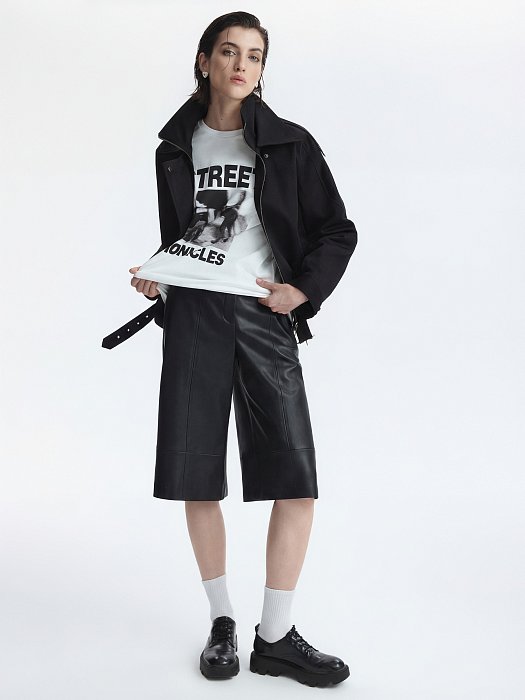 Широкие шорты из экокожи : фото №6