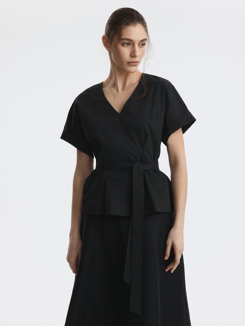 Блуза из хлопка с поясом