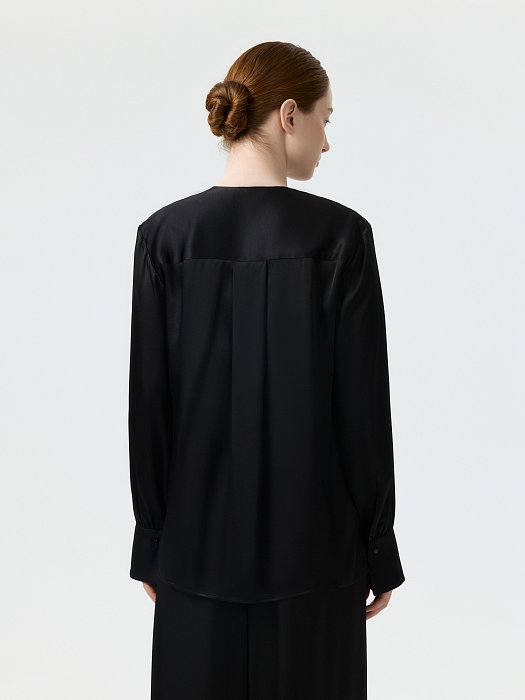 Атласная блуза со съемным воротником (Р158): фото №3