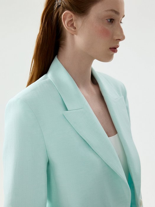 Прямой жакет из смесового льна: фото №5