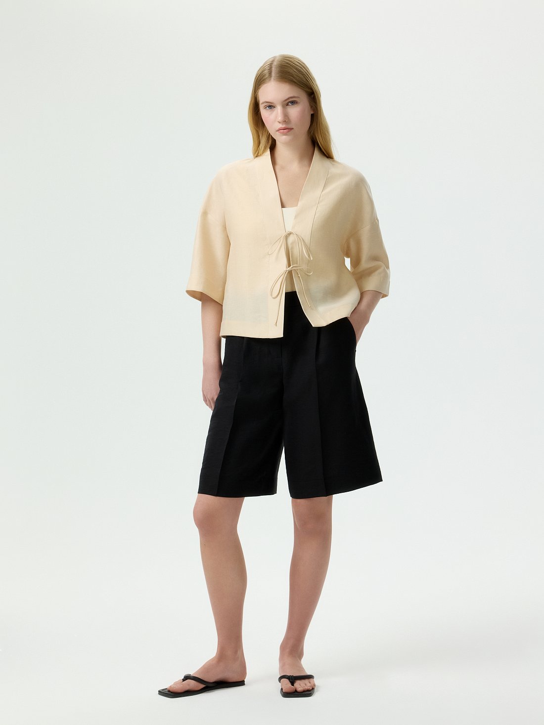 Шорты из тенселя и льна: фото №1