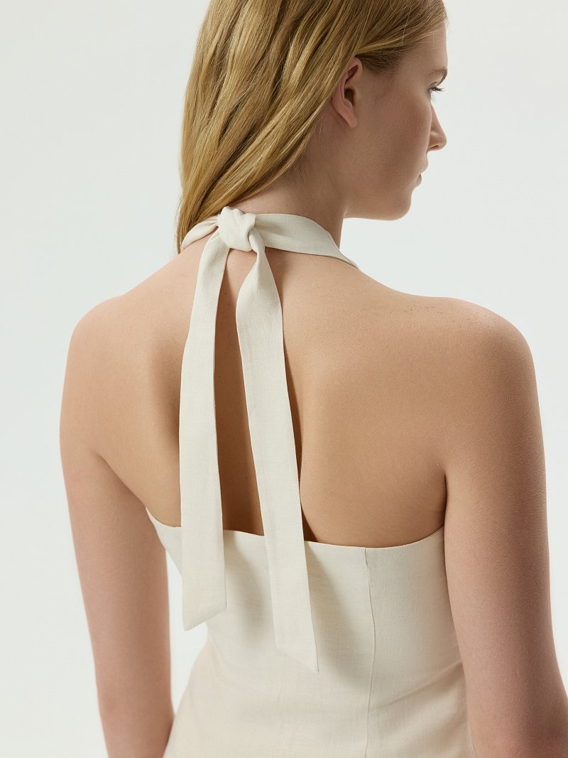 Топ-халтер из 100% льна