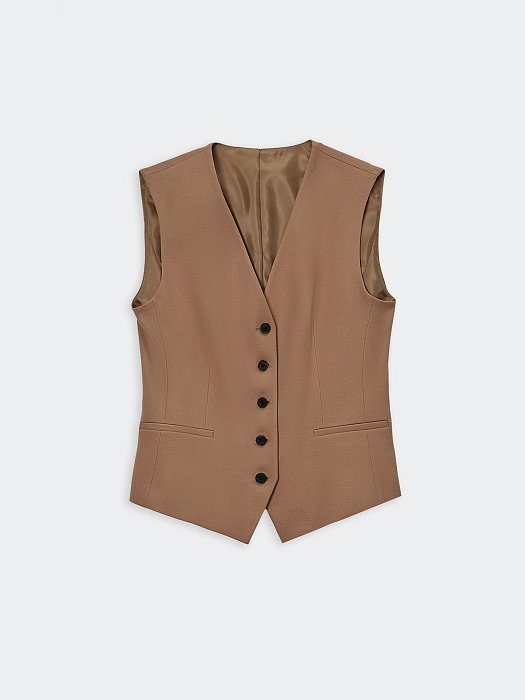 Однобортный жилет на пуговицах: фото №7