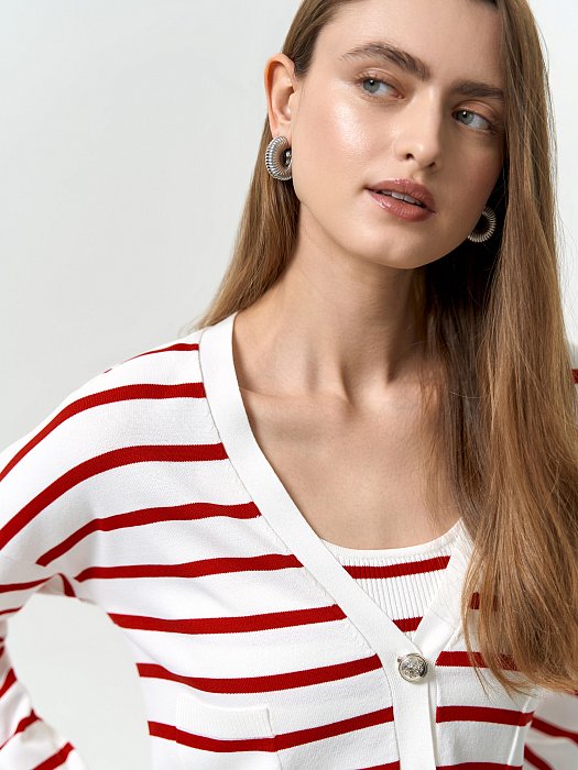 Укороченный кардиган в полоску: фото №3