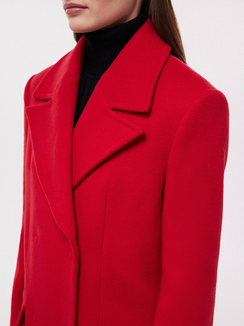 Прямое пальто из шерсти на кнопках