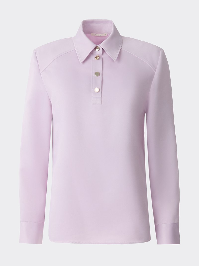 Атласная блуза-поло