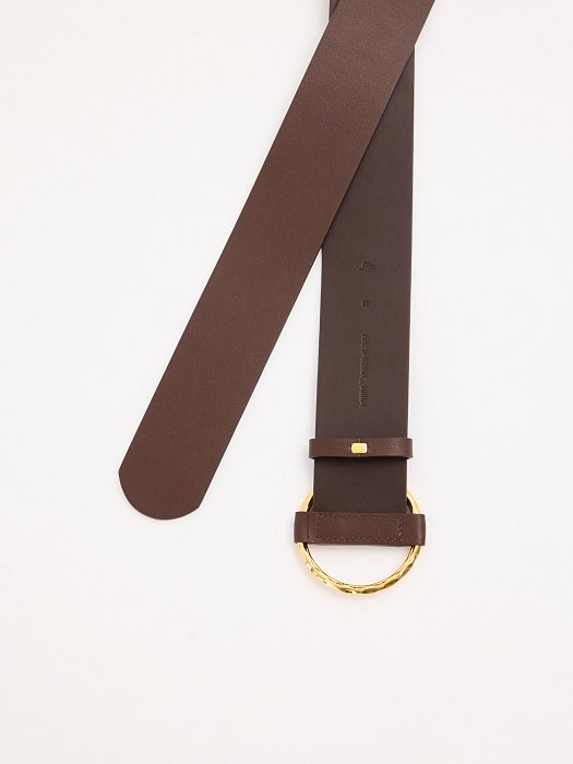 Кожаный ремень с круглой пряжкой: фото №5