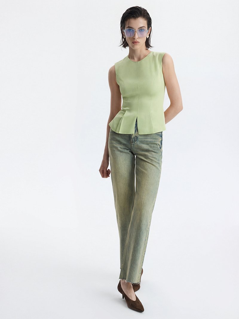 Атласный топ с баской