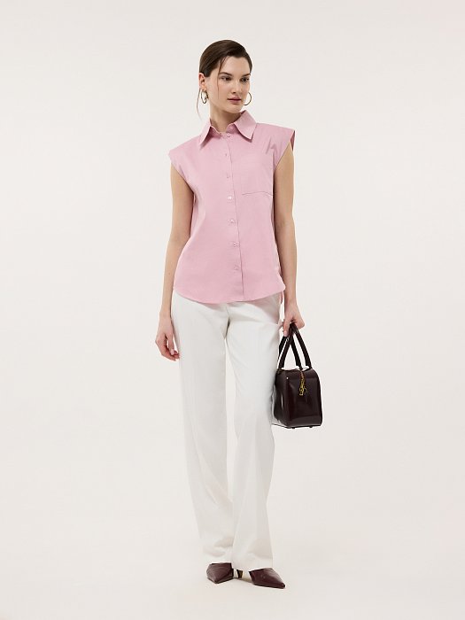 Хлопковая рубашка без рукавов: фото №4