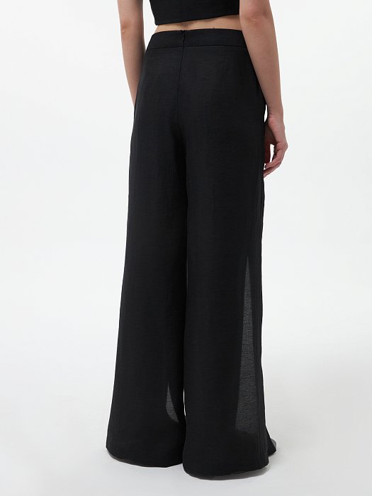 Брюки из конопляной ткани с разрезами: фото №3