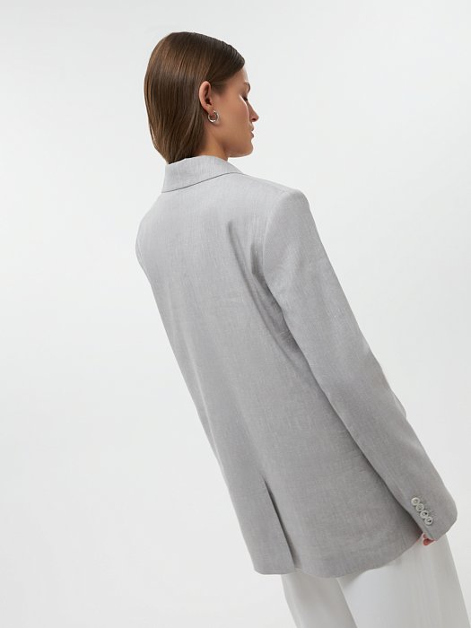 Льняной жакет прямого кроя: фото №4