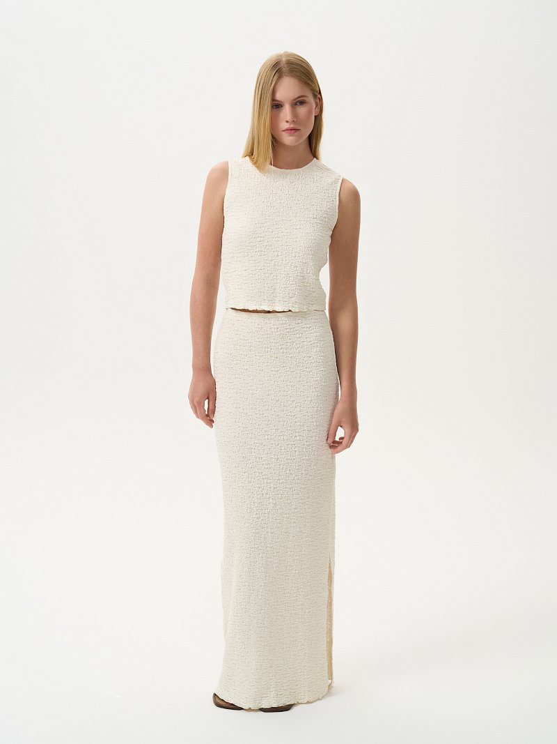 Вязаная юбка из хлопка с разрезом