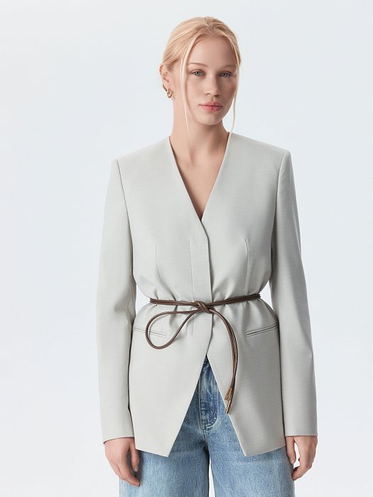 Прямой жакет без лацканов: фото №3