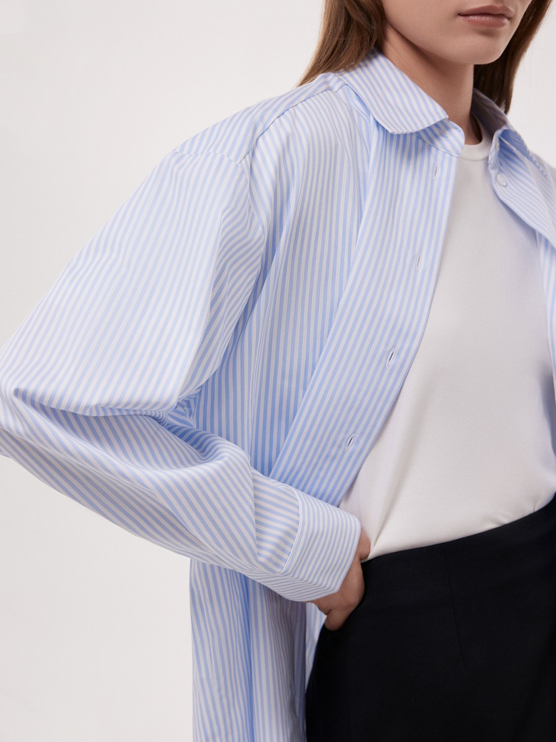 Рубашка из хлопка в полоску: фото №1