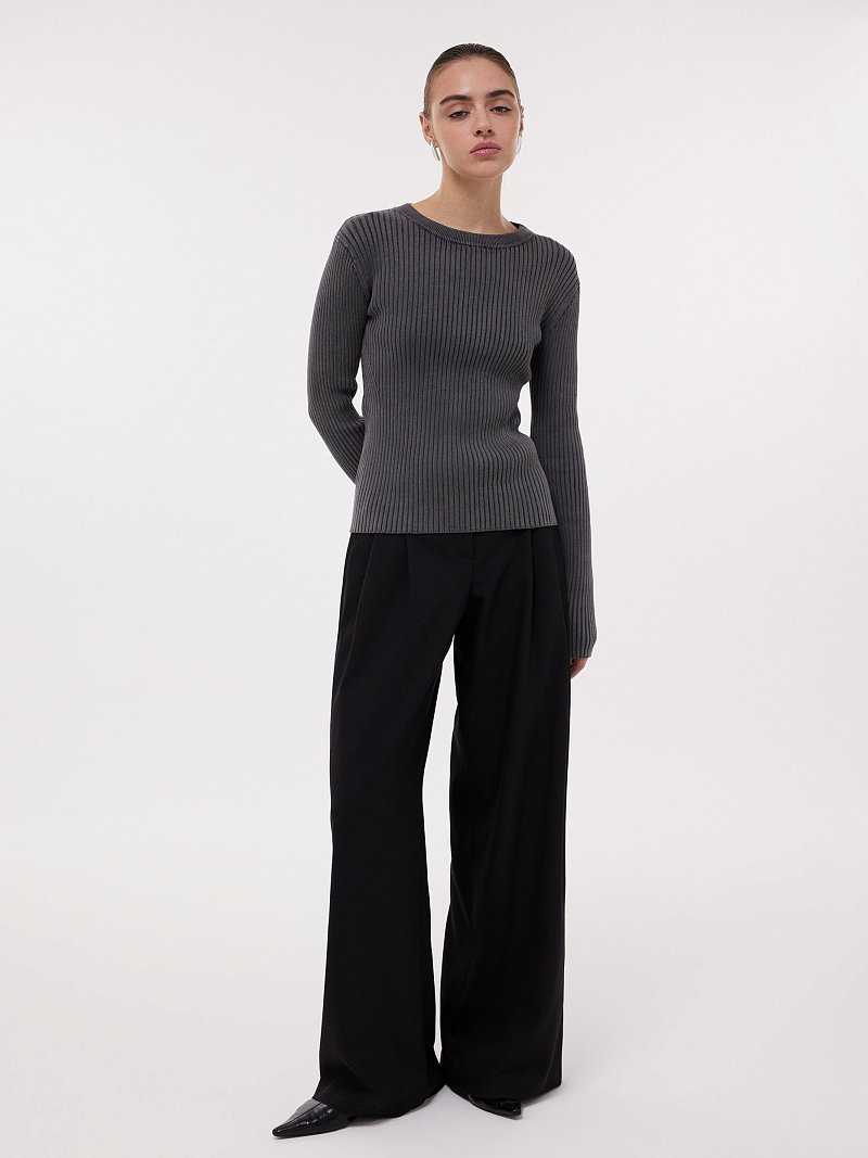 Джемпер из хлопка в рубчик